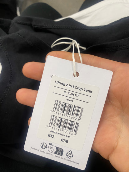 Fabulous GYMSHARK lifting crop Top UKS Black & White JM478