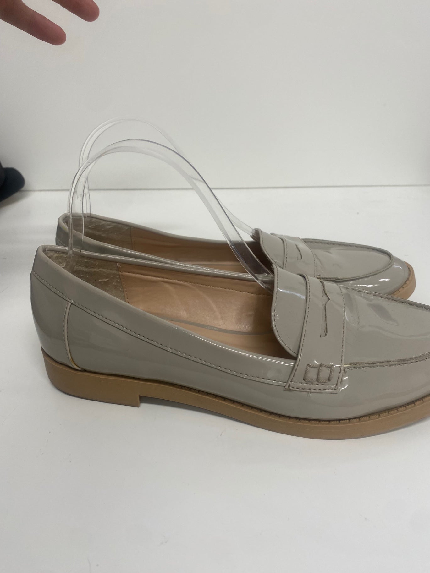 Fabulous New Look faux leather patent Loafers UK6 Grey MS479