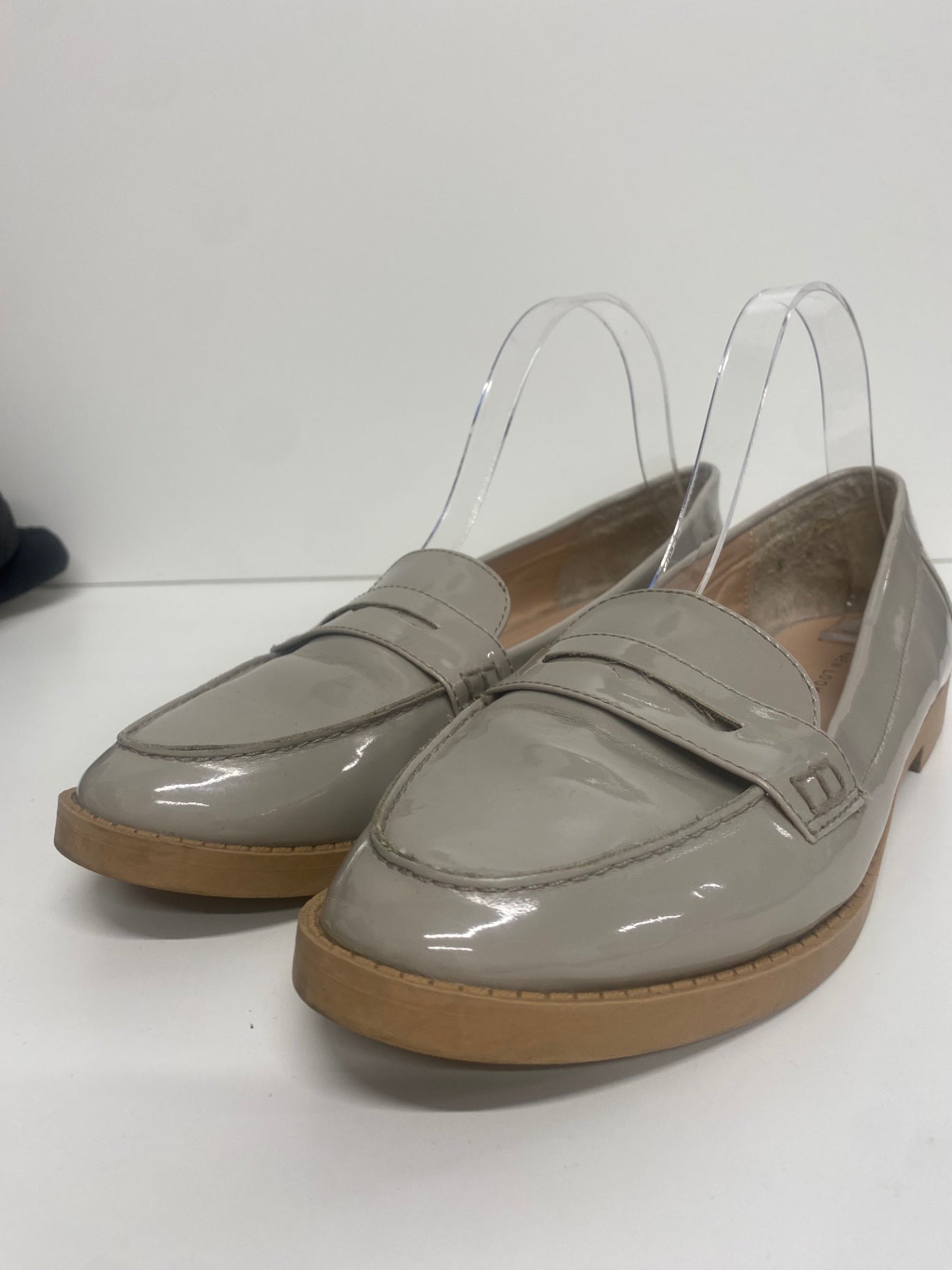 Fabulous New Look faux leather patent Loafers UK6 Grey MS479