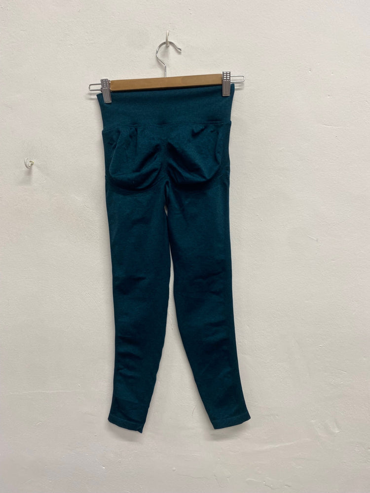 Fabulous Gym shark Leggings UK S Teal seamless cup JM478