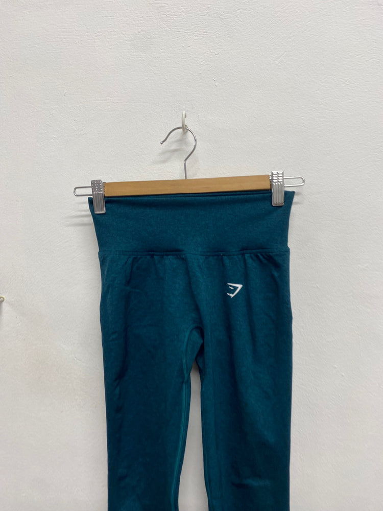 Fabulous Gym shark Leggings UK S Teal seamless cup JM478