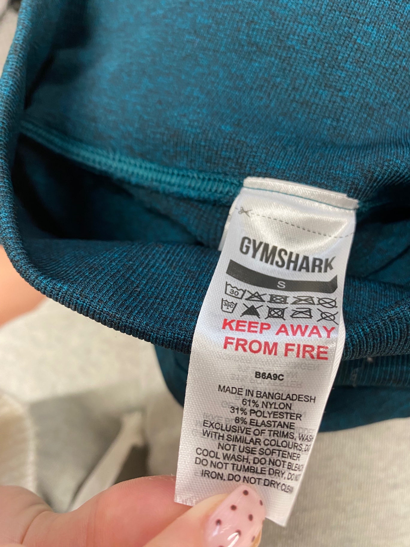 Fabulous Gym shark Leggings UK S Teal seamless cup JM478