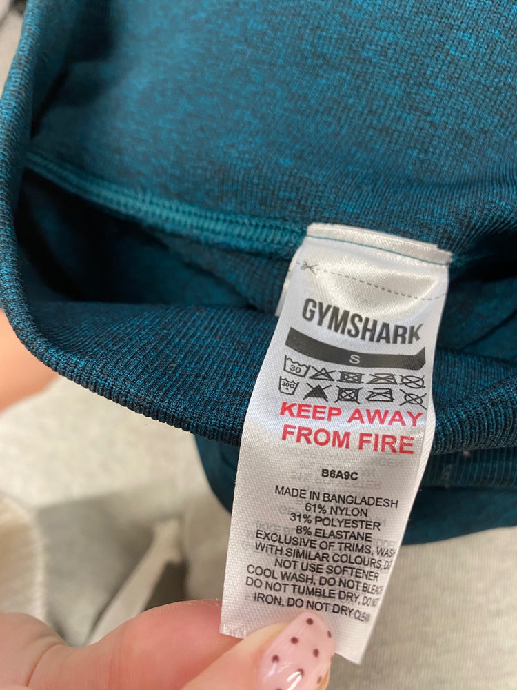 Fabulous Gym shark Leggings UK S Teal seamless cup JM478