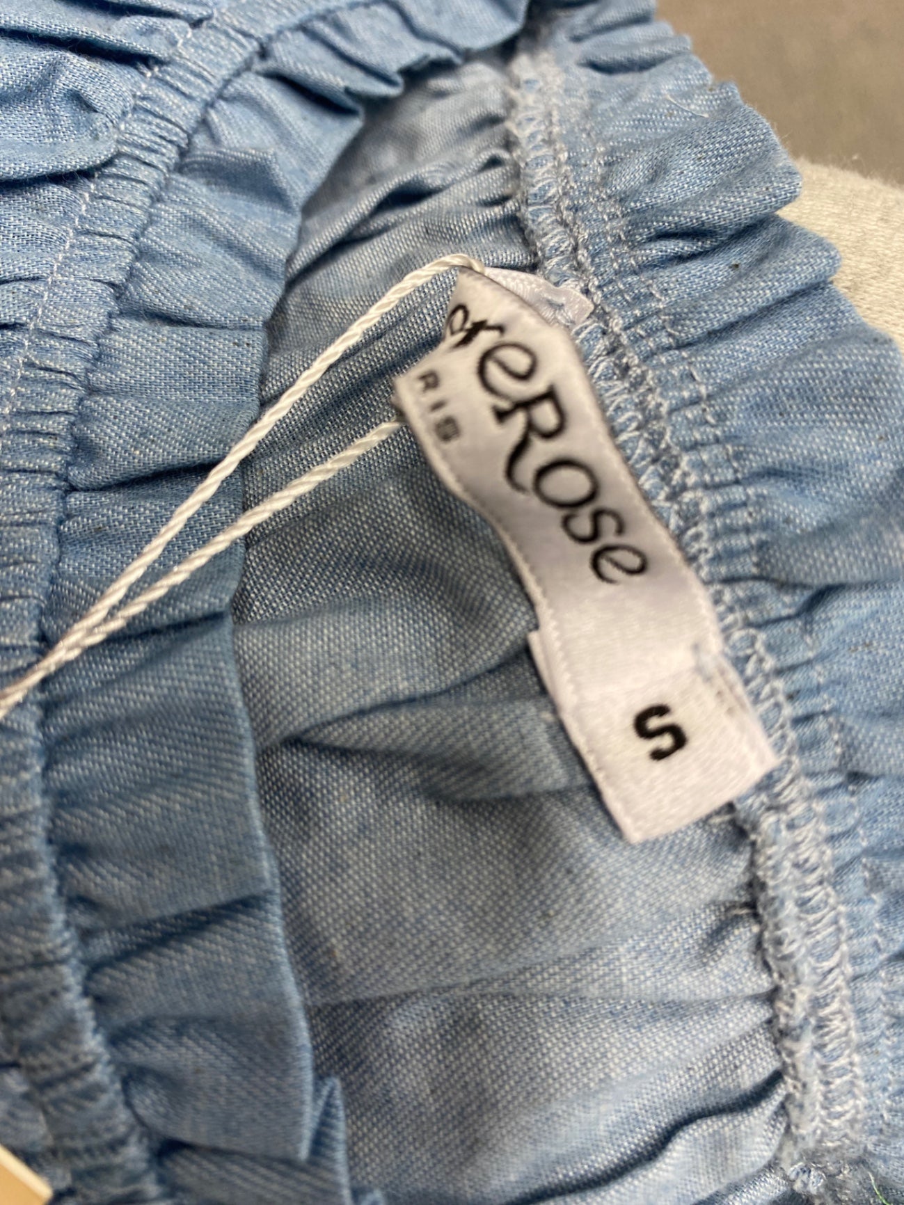 Fabulous Copper rose Maxi Dress UK S Blue Shirred JM478