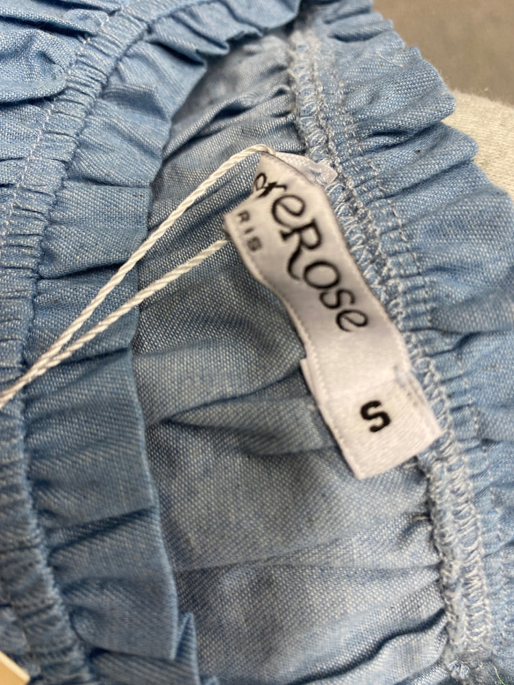 Fabulous Copper rose Maxi Dress UK S Blue Shirred JM478