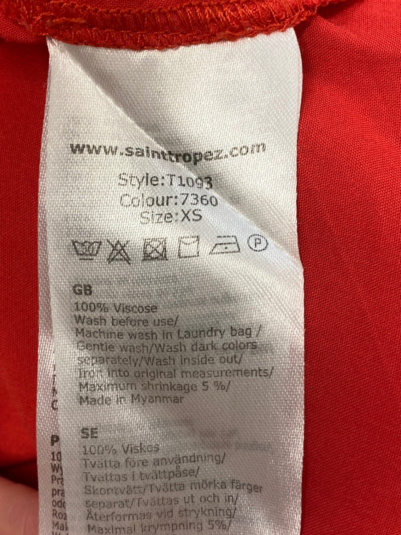 Fabulous Saint Tropez T-Shirt UK XS Red short sleeve JM478