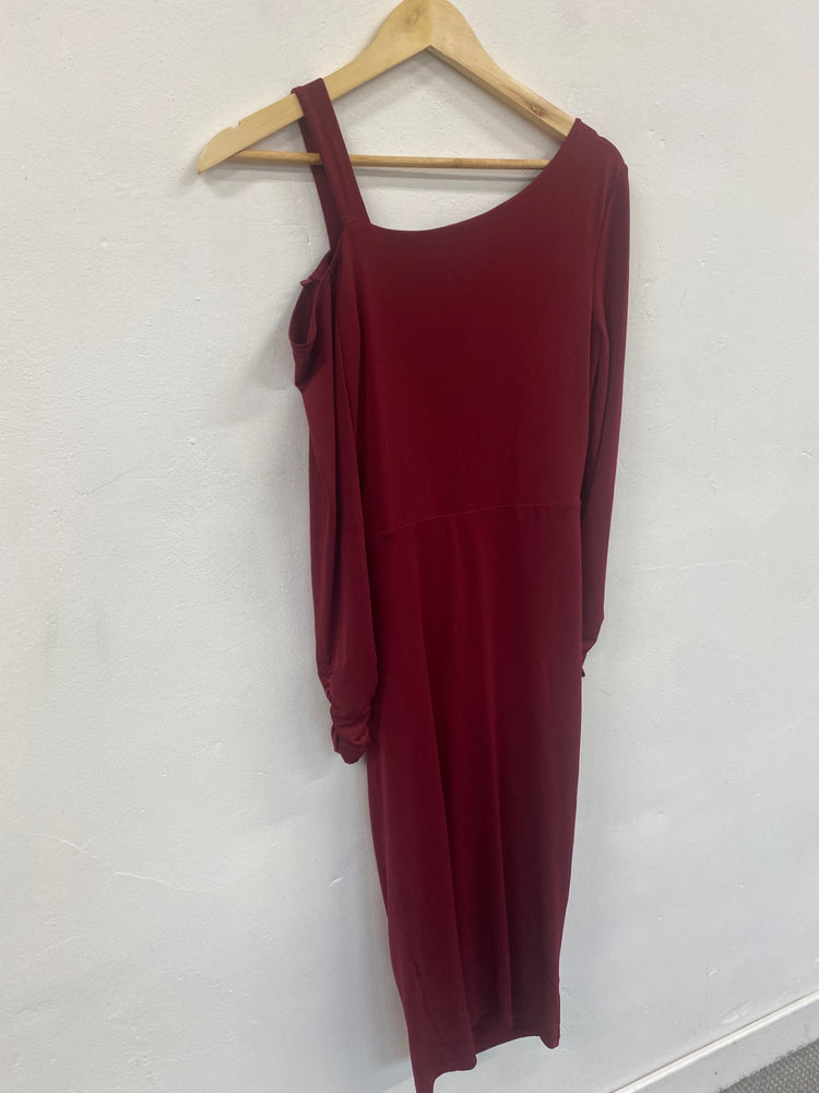 Fabulous River Island one shoulder evening Dress UK10 Burgundy JM478