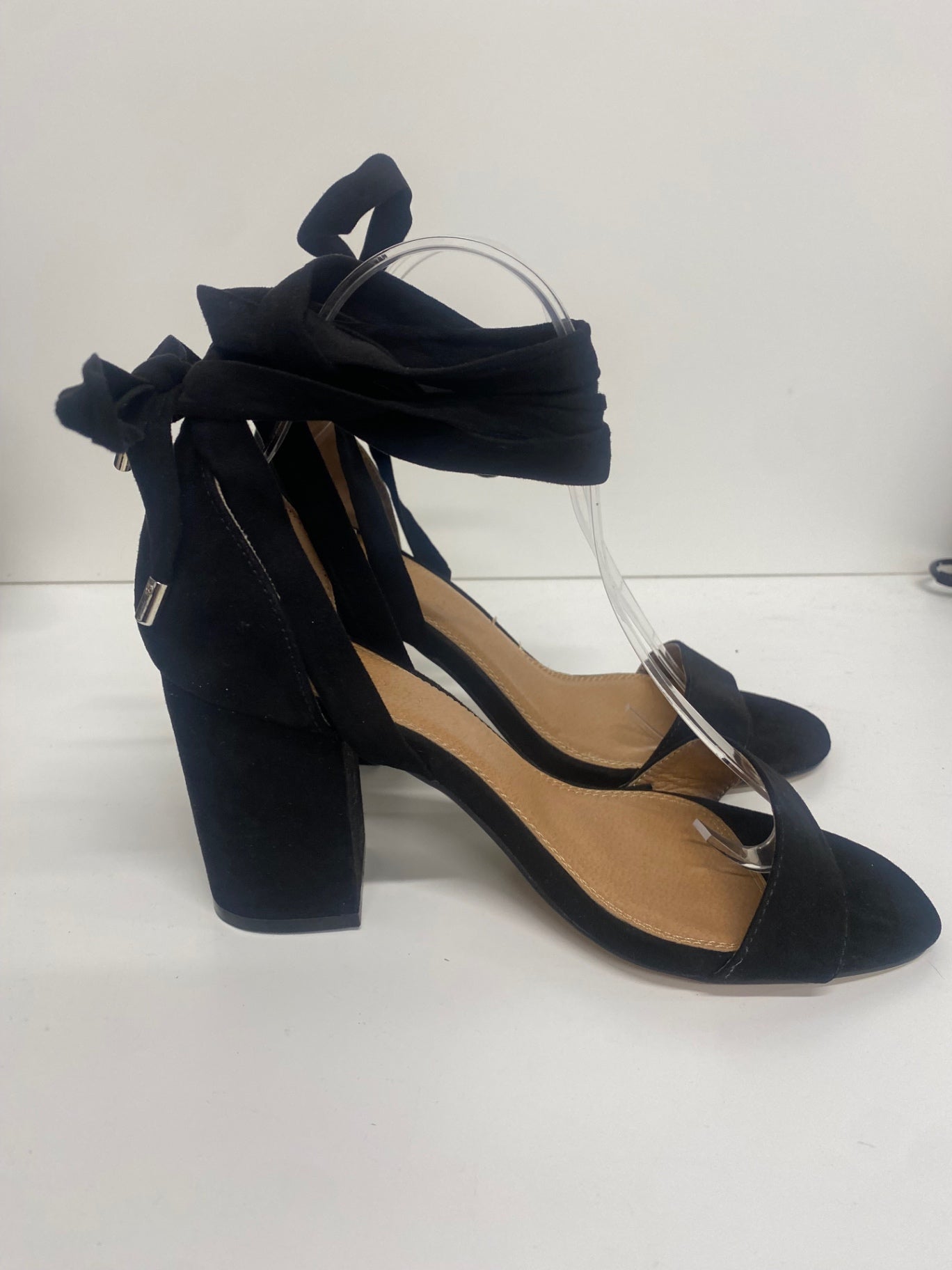 Fabulous Asos ankle strap peep toe Heels UK4.5 Black MS479