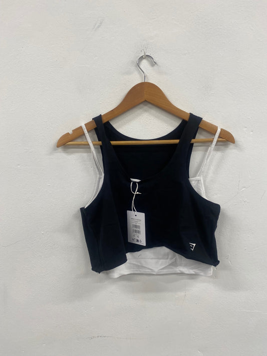 Fabulous GYMSHARK lifting crop Top UKS Black & White JM478