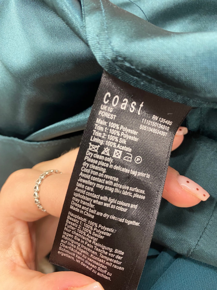 Fabulous Coast Dress UK 10 Teal lace trim sequin formal JM478