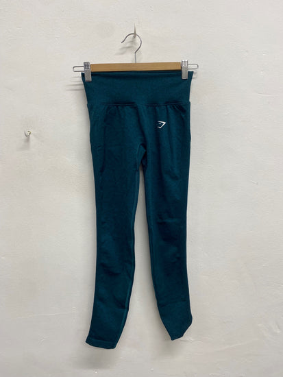 Fabulous Gym shark Leggings UK S Teal seamless cup JM478