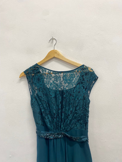 Fabulous Coast Dress UK 10 Teal lace trim sequin formal JM478
