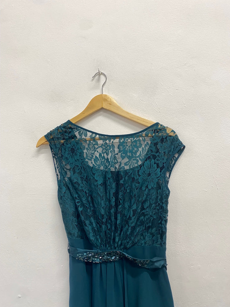Fabulous Coast Dress UK 10 Teal lace trim sequin formal JM478
