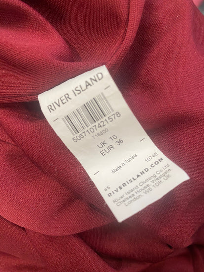 Fabulous River Island one shoulder evening Dress UK10 Burgundy JM478