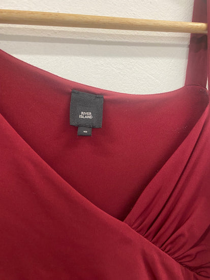 Fabulous River Island one shoulder evening Dress UK10 Burgundy JM478