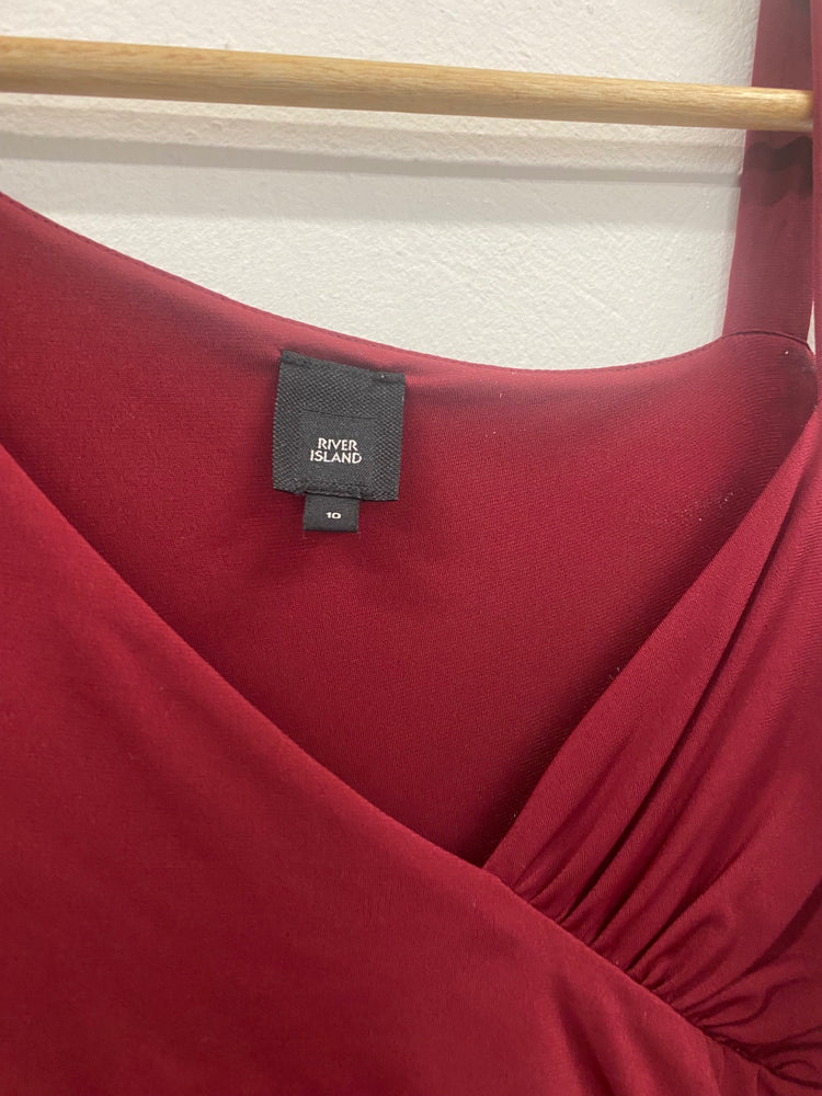 Fabulous River Island one shoulder evening Dress UK10 Burgundy JM478