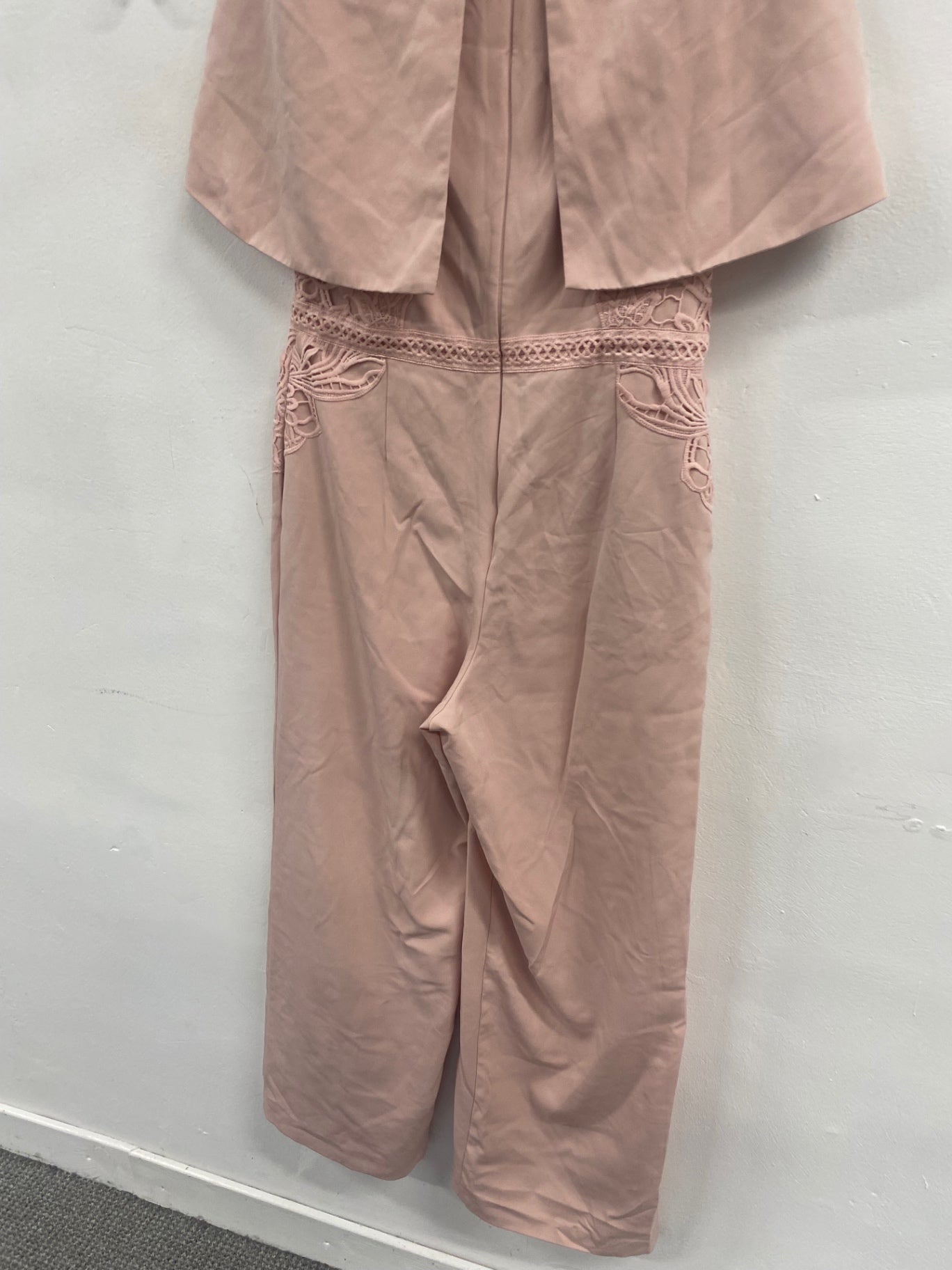 Fabulous Coast Caped lace Jumpsuit UK14 Pink blush Party Occasion MS479