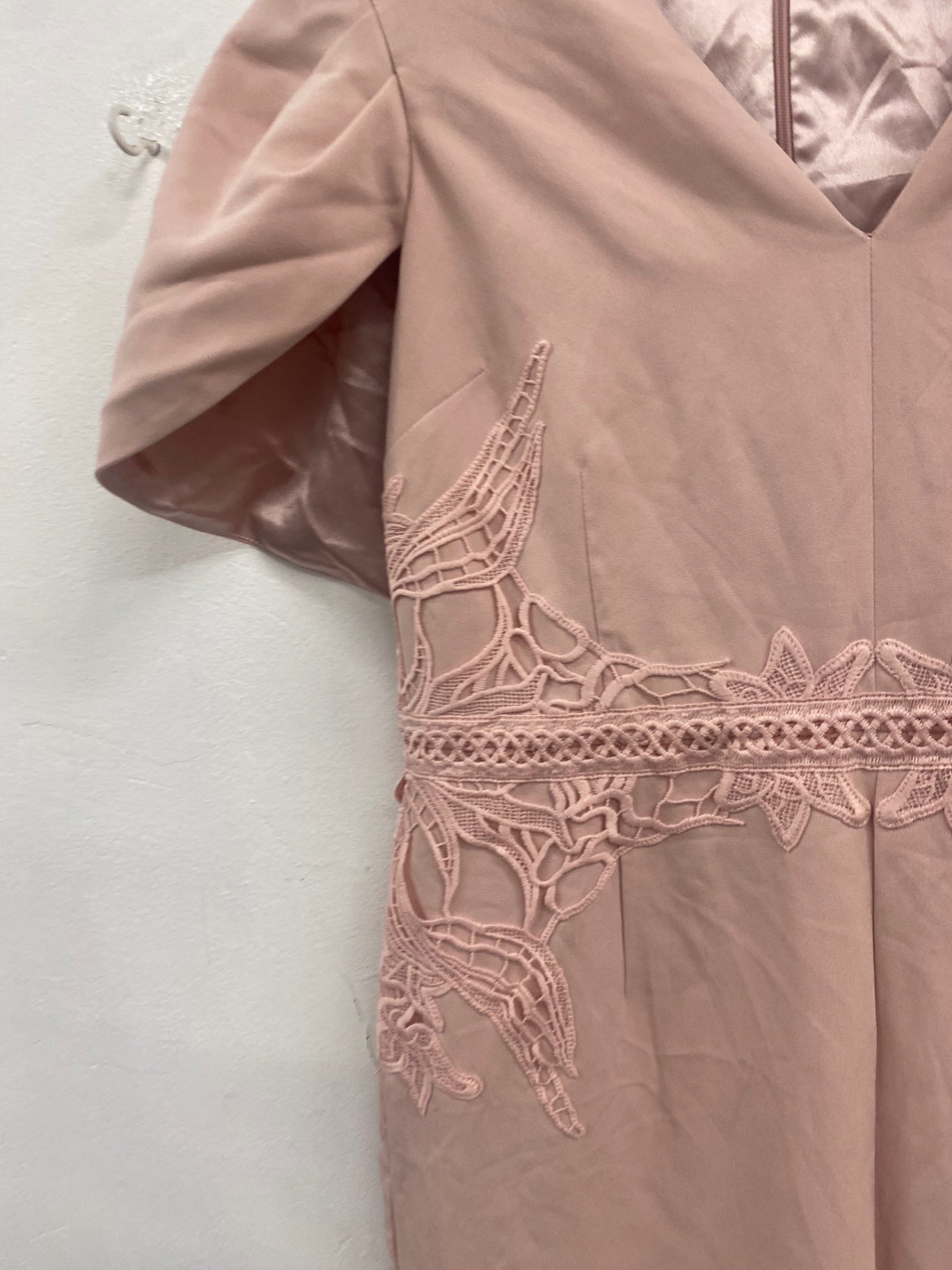 Fabulous Coast Caped lace Jumpsuit UK14 Pink blush Party Occasion MS479