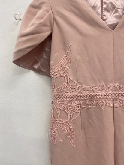 Fabulous Coast Caped lace Jumpsuit UK14 Pink blush Party Occasion MS479