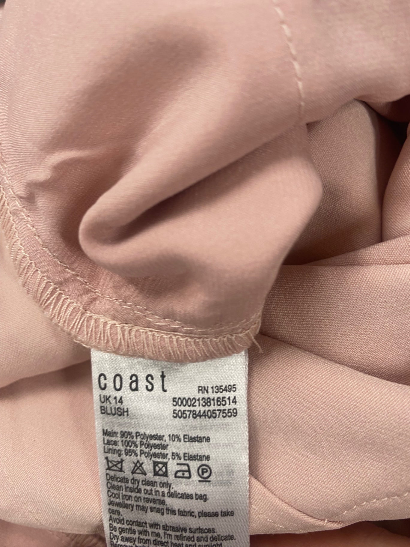 Fabulous Coast Caped lace Jumpsuit UK14 Pink blush Party Occasion MS479