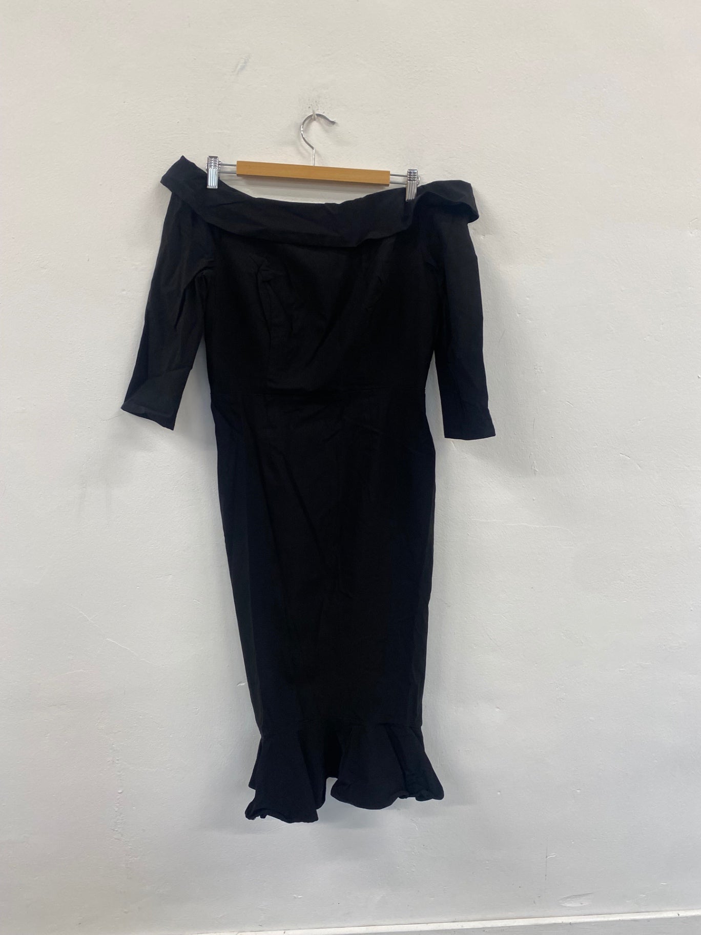 Fabulous Collectif Wednesday Wiggle rockabilly Dress Uk16 Black MS479