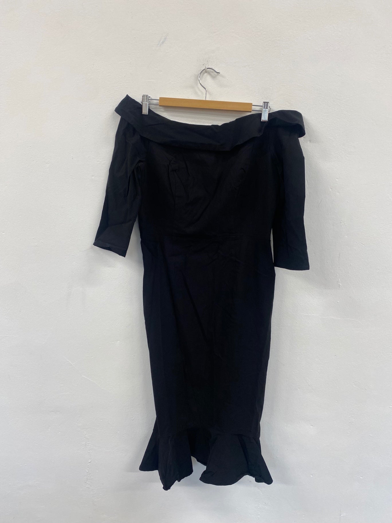 Fabulous Collectif Wednesday Wiggle rockabilly Dress Uk16 Black MS479