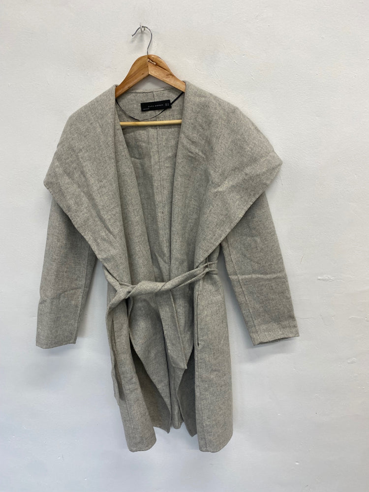 Fabulous Zara Woman Trench Coat wool blend UK M Grey KG480