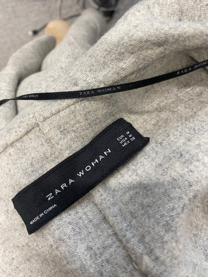 Fabulous Zara Woman Trench Coat wool blend UK M Grey KG480
