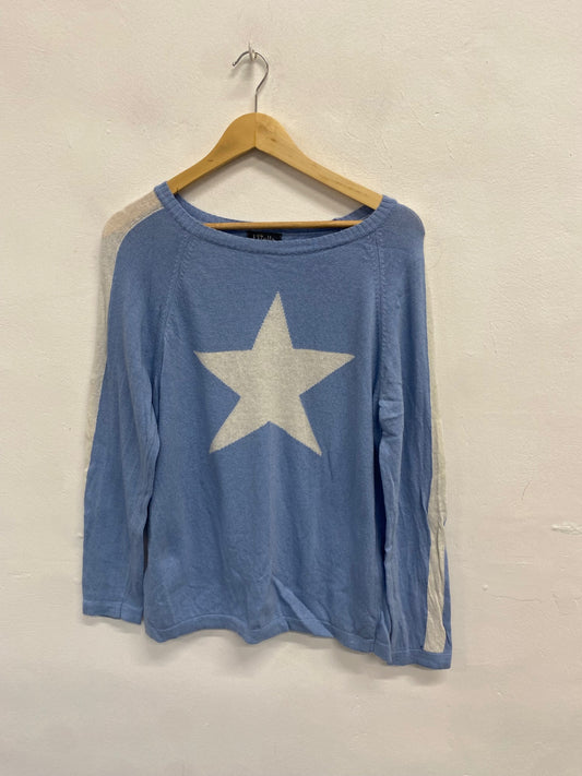 Fabulous Luella cashmere blend Sweater UK M oversized Light Blue star KG480