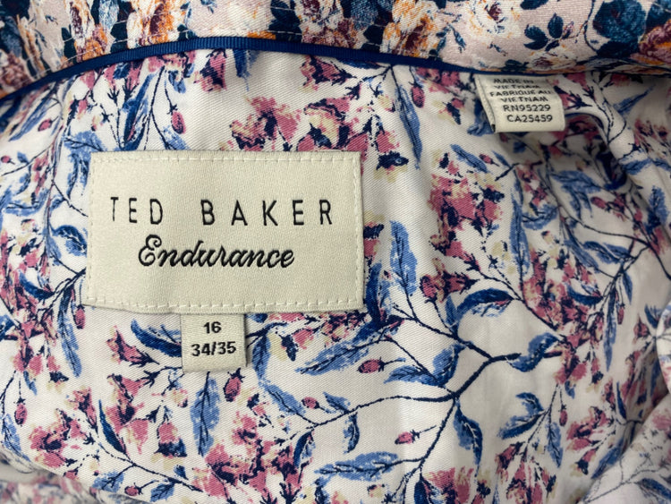 Fabulous Ted Baker Shirt UK 16 Pink blue floral jalapen KG480