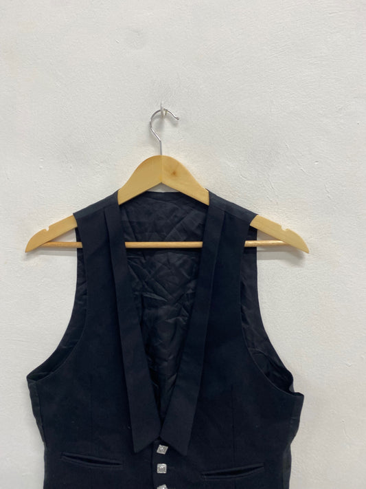 Fabulous traditional waistcoat teenager Prince Charlie ex hire 3 button UK 36 long Black