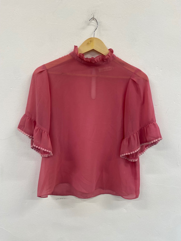 Fabulous Traffic People rose pink romantic chiffon. Blouse UKS Pink Pom Pom FC481