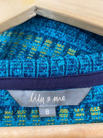 Fabulous Lily & Me retro abstract pattern Dress UK8 Teal Stunning FC481