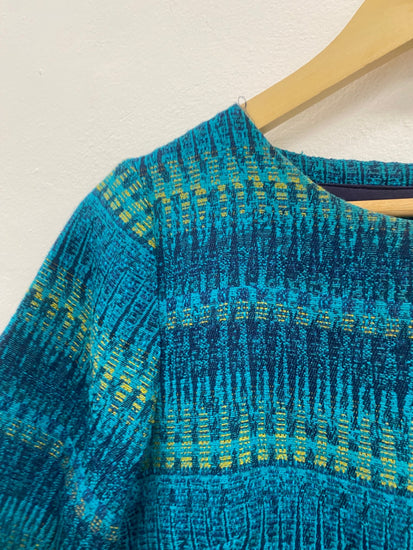 Fabulous Lily & Me retro abstract pattern Dress UK8 Teal Stunning FC481