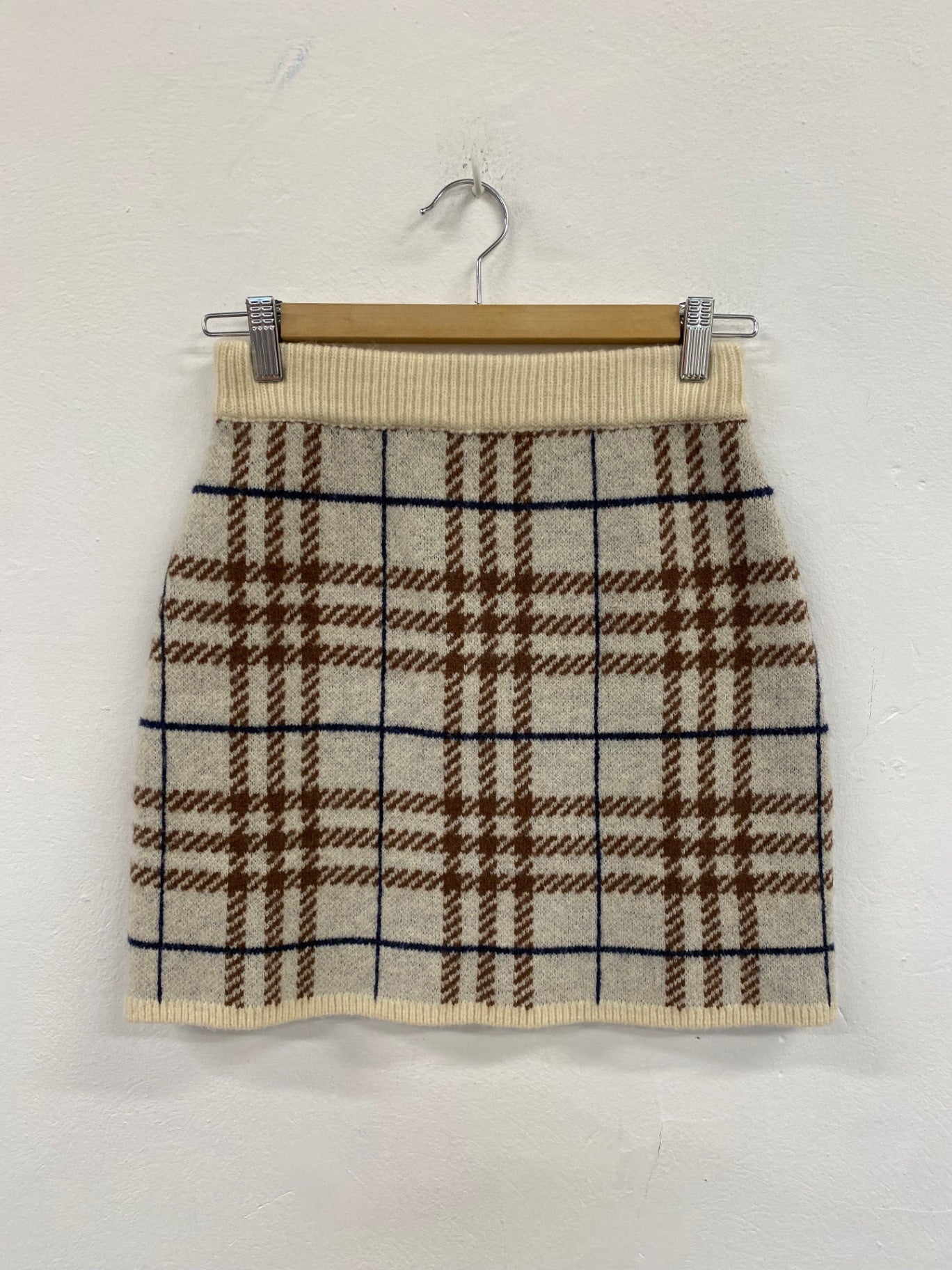 Fabulous Et Saison Brontë check sweater Skirt UkXS Beige Country chic FC481