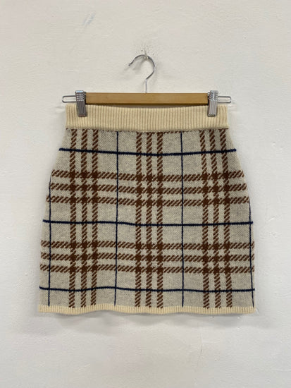 Fabulous Et Saison Brontë check sweater Skirt UkXS Beige Country chic FC481