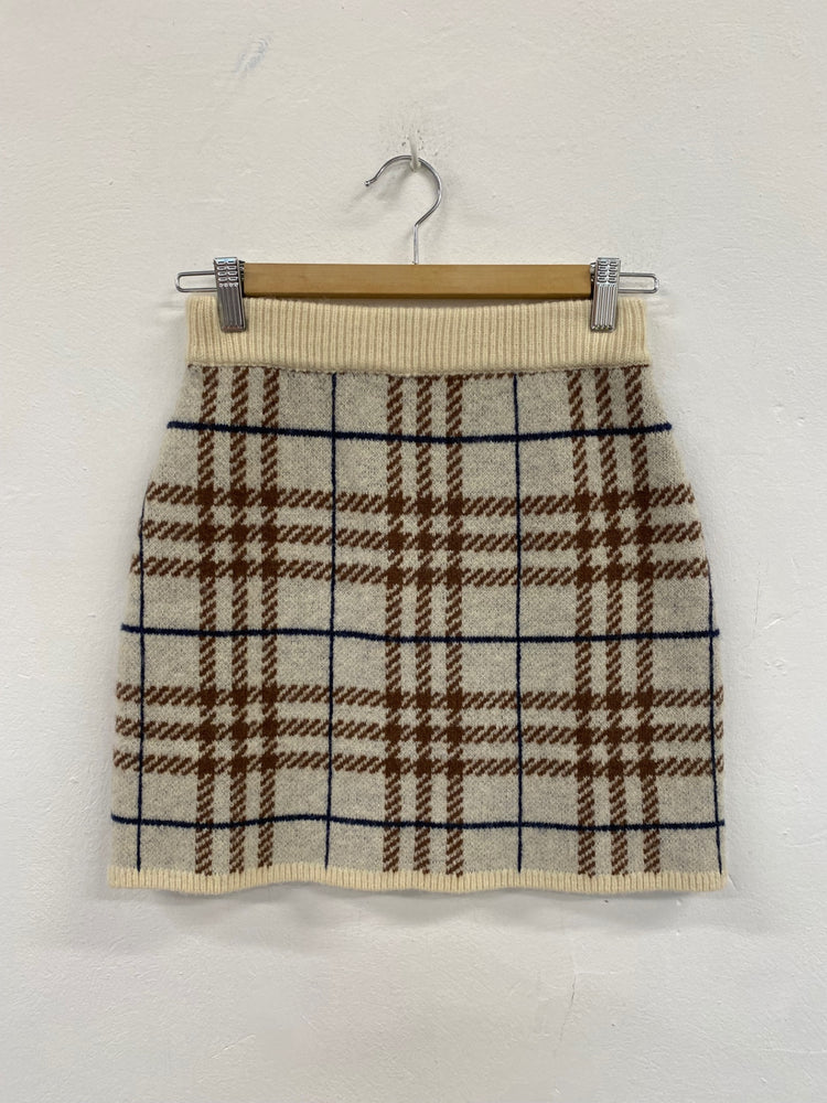 Fabulous Et Saison Brontë check sweater Skirt UkXS Beige Country chic FC481