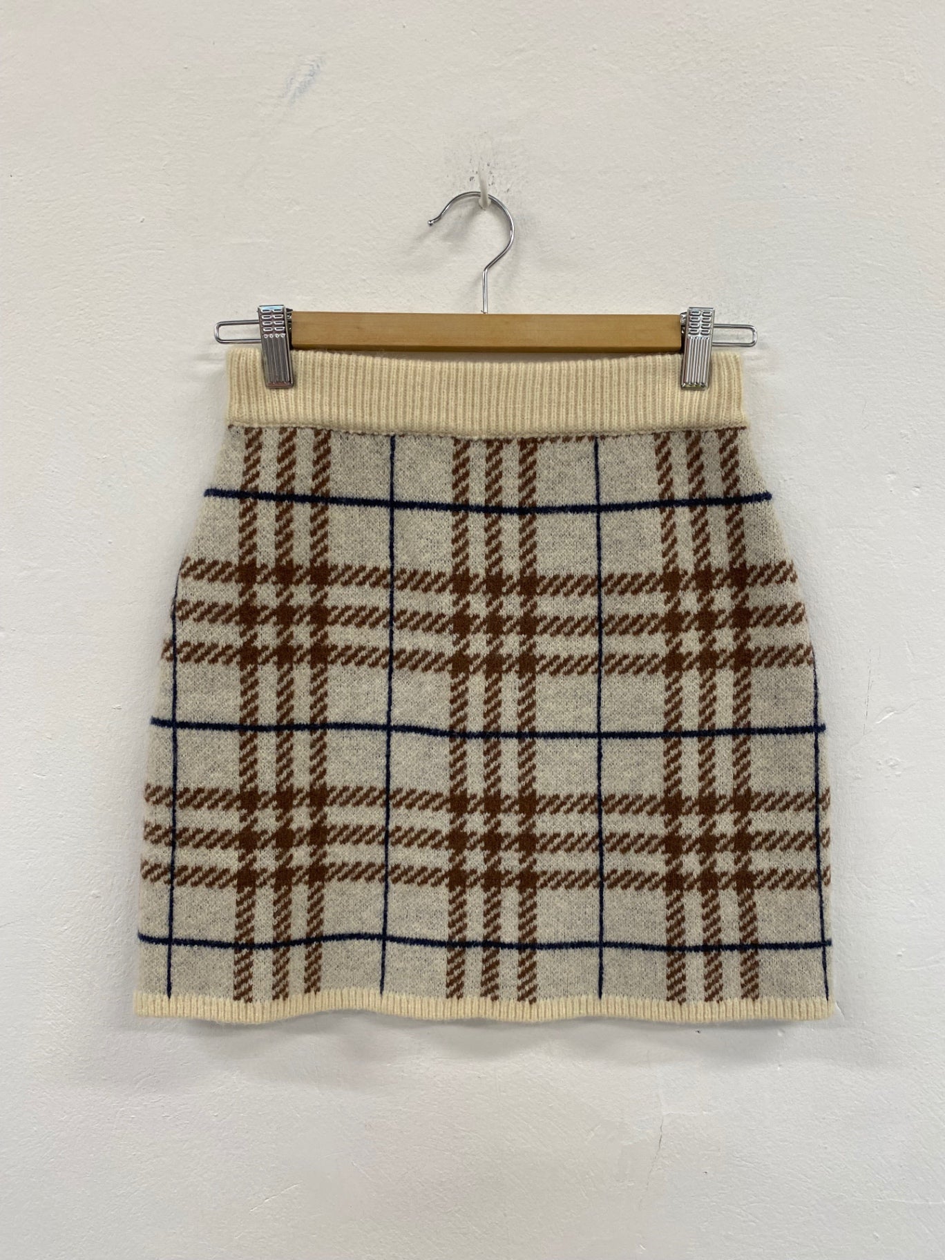 Fabulous Et Saison Brontë check sweater Skirt UkXS Beige Country chic FC481