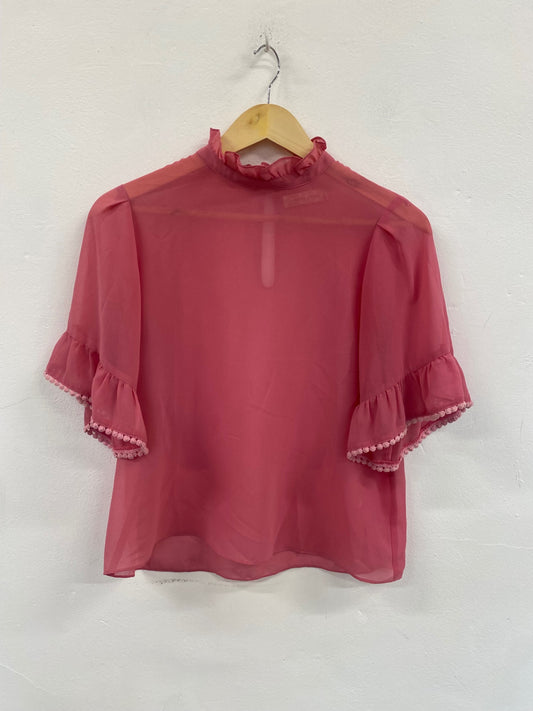 Fabulous Traffic People rose pink romantic chiffon. Blouse UKS Pink Pom Pom FC481