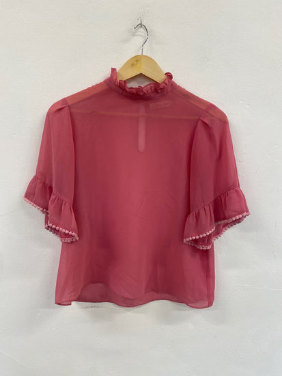 Fabulous Traffic People rose pink romantic chiffon. Blouse UKS Pink Pom Pom FC481