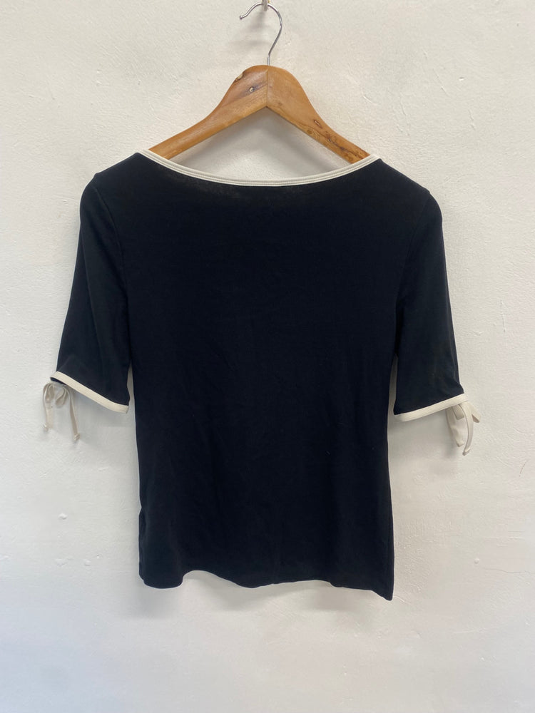 Fabulous Ralph lauren Blouse top UK M Black and White bow MK482