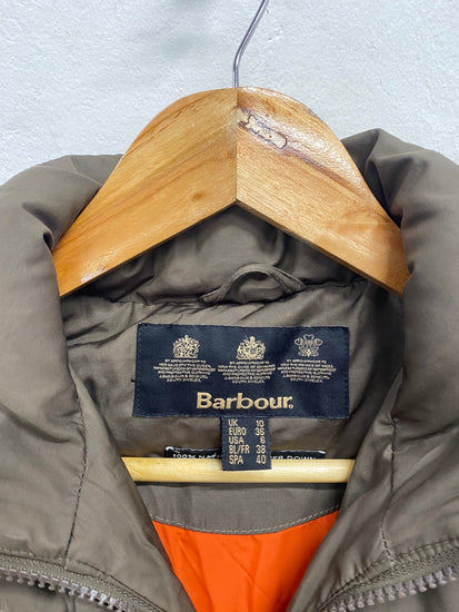 Fabulous Barbour Puffer Jacket down feathered storm UK 10 Brown MK482