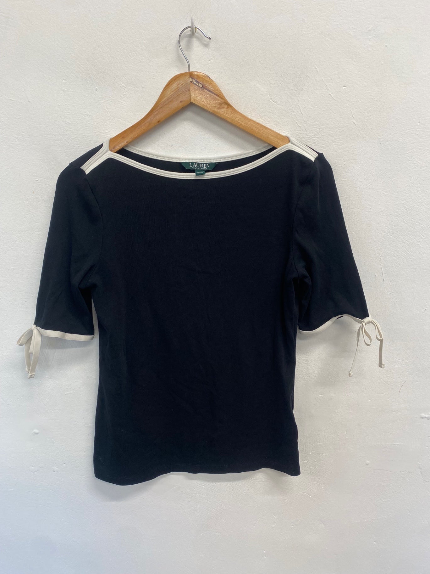 Fabulous Ralph lauren Blouse top UK M Black and White bow MK482