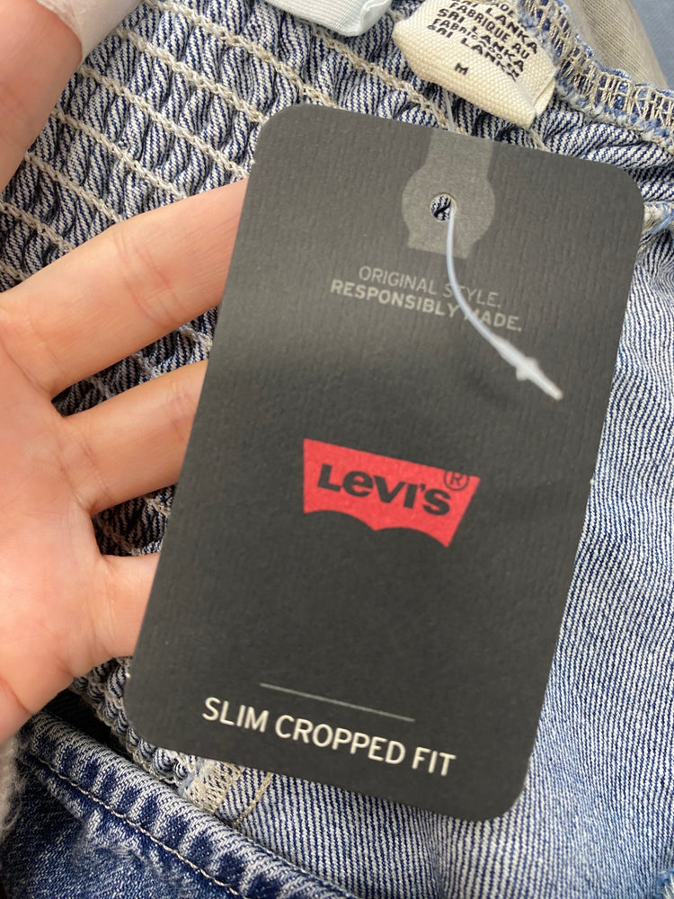 Fabulous Levi's Crop Top UK M Blue denim flare sleeve CP002