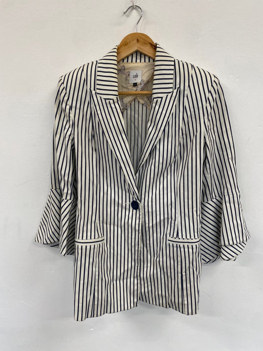 Fabulous Cabi flared sleeve pinstripe Blazer Uk8 Cream EW004