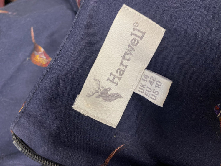 Fabulous Hartwell Dress UK 14 Navy Blue pheasant eugina EW005