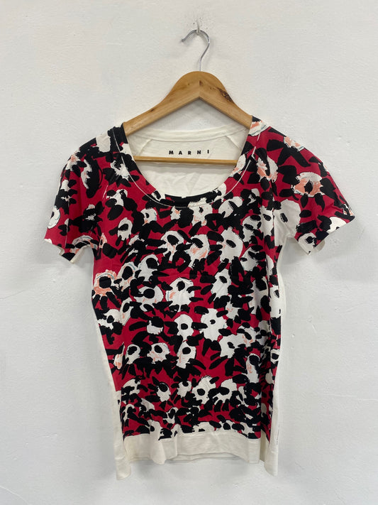 Fabulous Marni Tavi Sacley T-Shirt Red floral pattern UK10 CP002