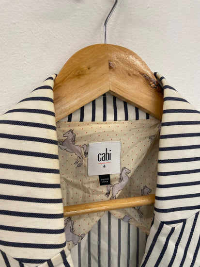 Fabulous Cabi flared sleeve pinstripe Blazer Uk8 Cream EW004