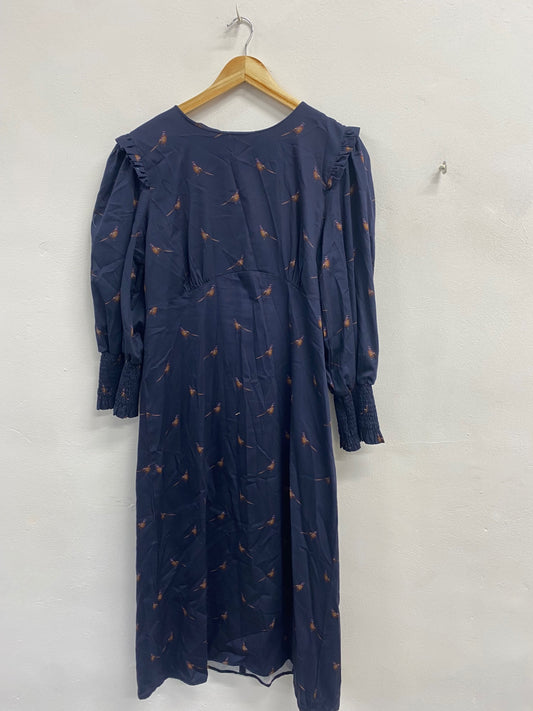 Fabulous Hartwell Dress UK 14 Navy Blue pheasant eugina EW005