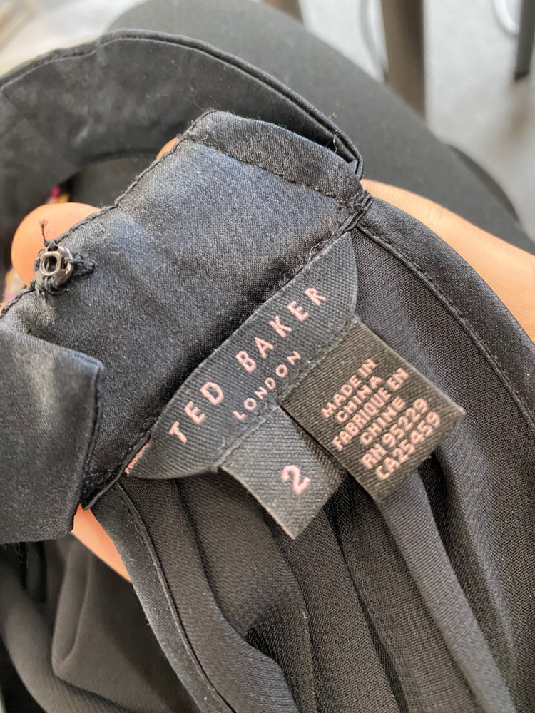 Fabulous Ted Baker Pussy Bow Dress UK8 Black Party Fun CP002